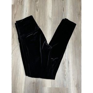 SPANX Womens Medium Black Velvet Velor High Rise Leggings Pull On Shape Wear 437